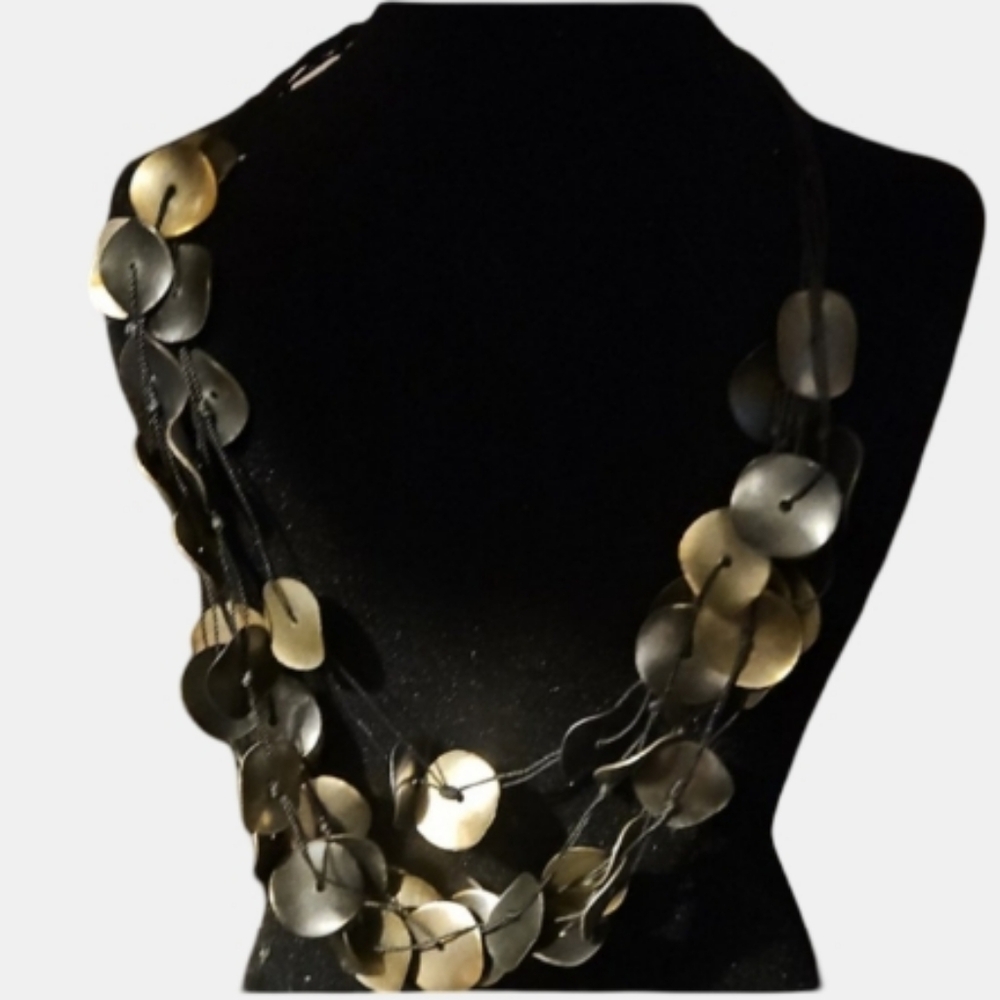 Multi Disk Layered Choker Necklace - Picture 3 of 5